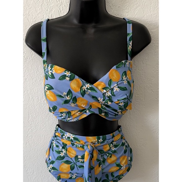 Draper James Other - Draper James Lemon Blossom Bikini Set High Waist Bottom Wired Bikini Top XXL